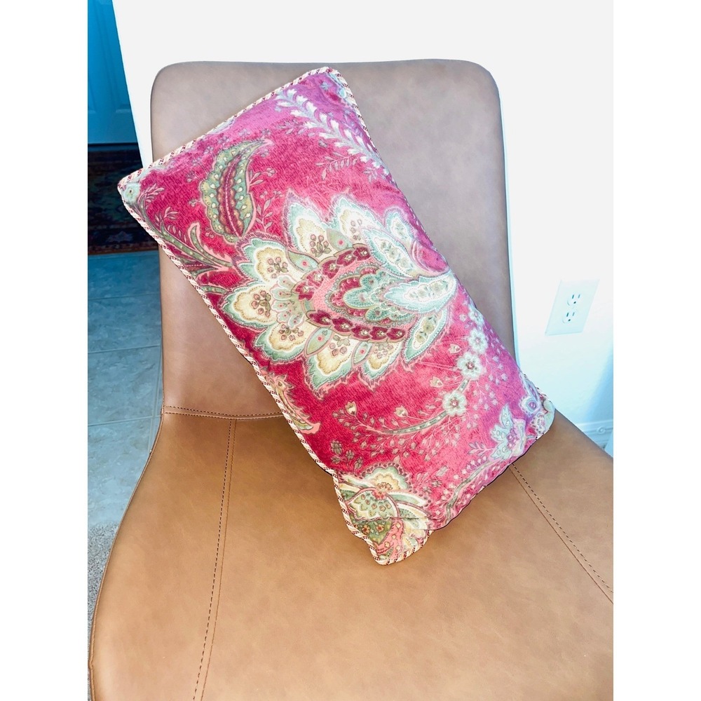 Charisma Home Breakfast Pillow 12x20 Red Paisley Corded Victorian